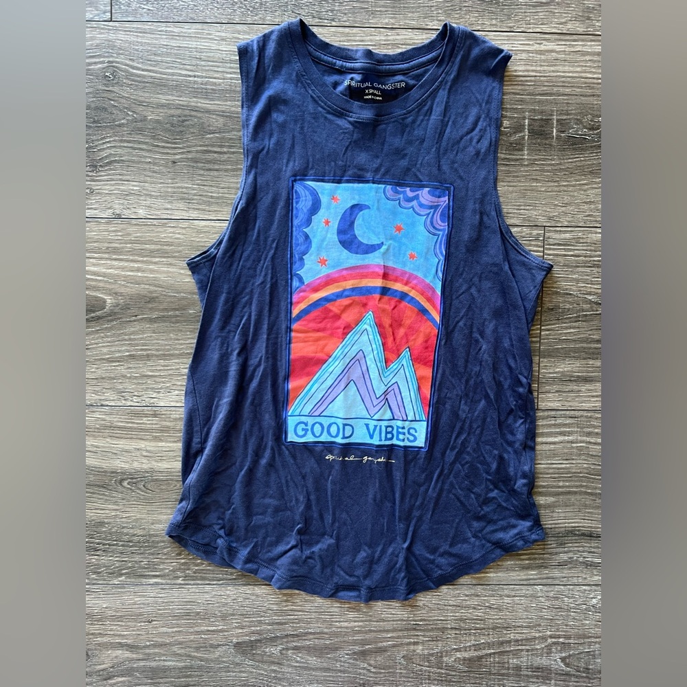 Spiritual Gangster Deep Purple Tank Top with Colorful Graphic